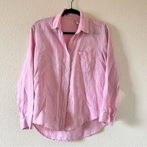 SHOJO 100% Linen Pink Button Down Shirt Women Size Medium